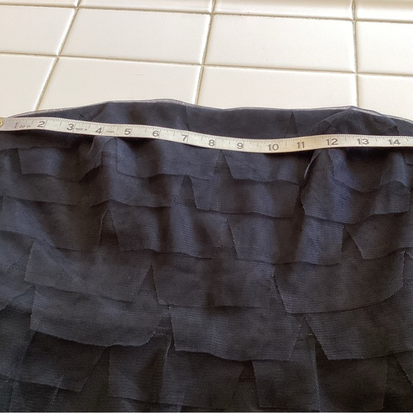 BCBG MaxAzria Black Strapless Tiered Tulle Midi Dress - Picture 6 of 11